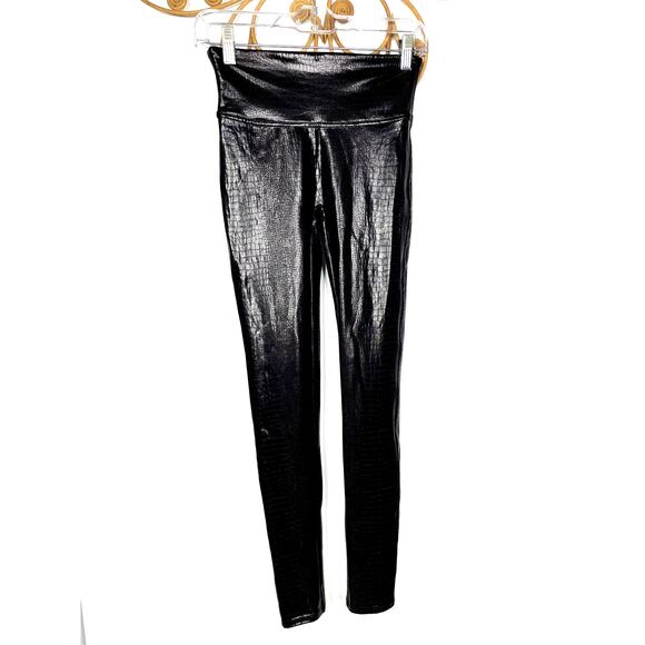 Spanx Croc embossed shine leggings S Brown - Picture 3 of 9